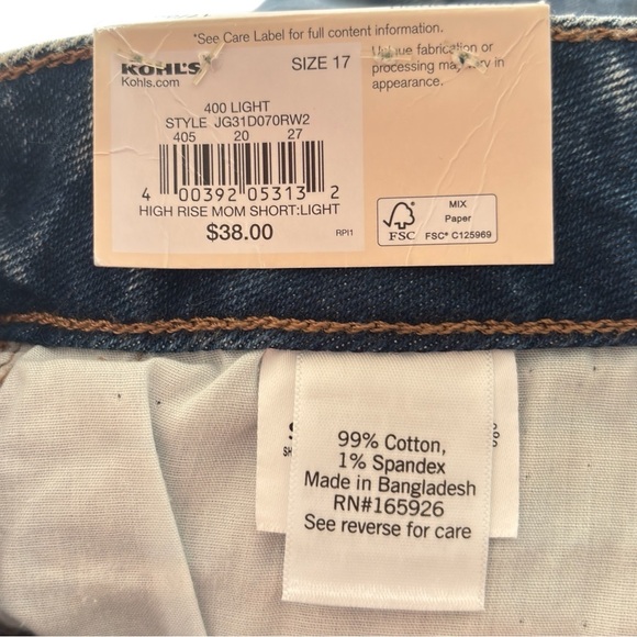 SO Mom Jean Shorts Womens Size 17 / 33 High Rise Stretch Denim 3" Inseam Cuffed - Picture 5 of 15